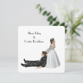 Invitation Humour mariage sur blanc (Debout devant)