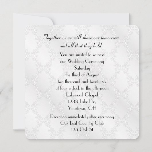 Invitation Humour mariage sur blanc (Dos)