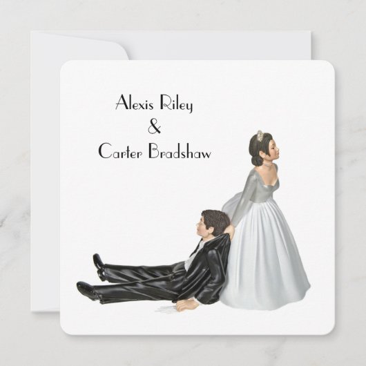 Invitation Humour mariage sur blanc (Devant)