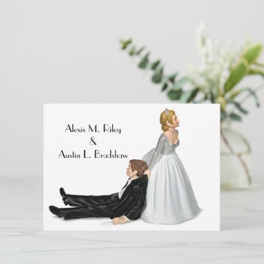 Invitation Humour mariage sur blanc (Debout devant)