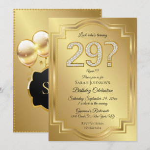 Invitation Humour pour les 29 ans : Or et Diamants