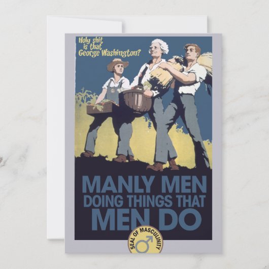 Invitation Humour vintage Manly HOMMES (Devant)