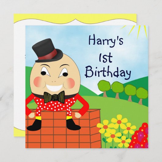 Invitation Humpty Dumpty kids mignon fête d'anniversaire (Devant / Derrière)