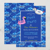 Invitation Hungry Shark Pool Party  (Devant / Derrière)