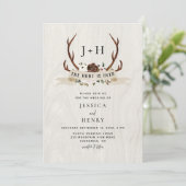 Invitation Hunt is Over Rustic Antlers QR Code Wedding  (Debout devant)