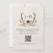 Invitation Hunt is Over Rustic Antlers QR Code Wedding  (Dos)