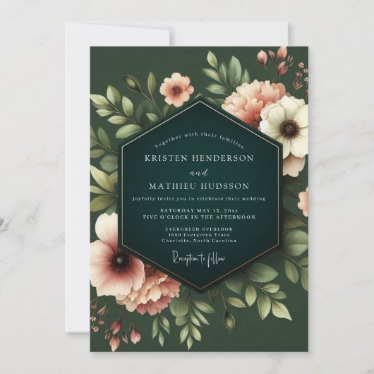 Invitation Hunter Blush Nocturne Wedding (Devant)
