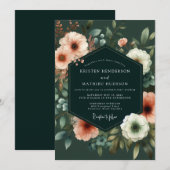 Invitation Hunter Coral Painterly Wedding (Devant / Derrière)