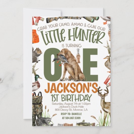 Invitation Hunter First Birthday (Devant)