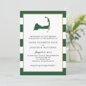 Invitation Hunter Green Chatham Cape Cod Map avec Mariage de  (Debout devant)