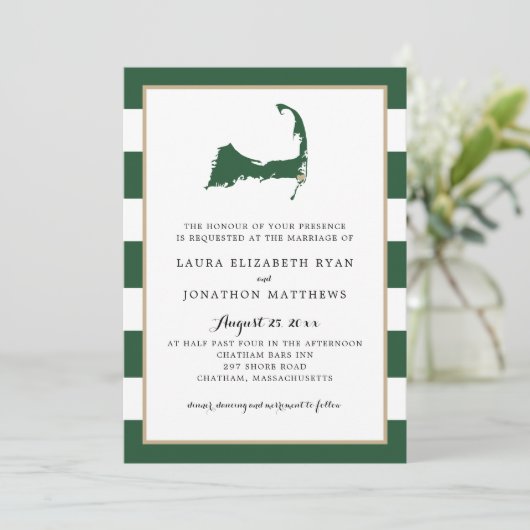 Invitation Hunter Green Chatham Cape Cod Map avec Mariage de (Debout devant)