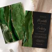 Invitation Hunter Green Gold Agate Dark Mariage