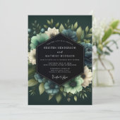 Invitation Hunter Green Luminous Bloom Wedding (Debout devant)