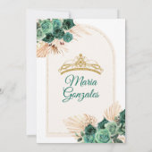 Invitation Hunter Green Pampas Grass Mexicaine fille Quinceañ (Dos)