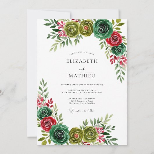 Invitation Hunter Green Plush Winter Wedding (Devant)