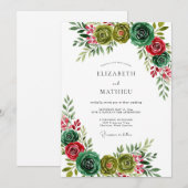 Invitation Hunter Green Plush Winter Wedding (Devant / Derrière)