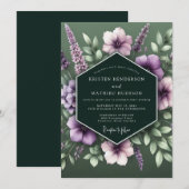 Invitation Hunter Lavender Bloom Wedding (Devant / Derrière)
