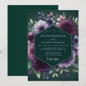 Invitation Hunter Plum Floral Wedding (Devant / Derrière)