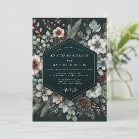 Invitation Hunter Wintry Pine Wedding (Debout devant)