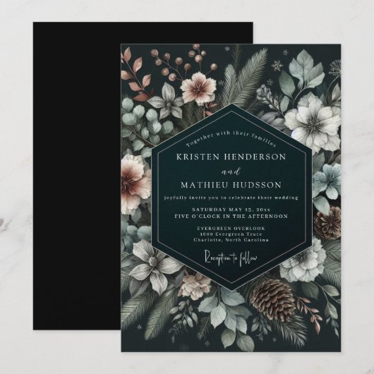 Invitation Hunter Wintry Pine Wedding (Devant / Derrière)