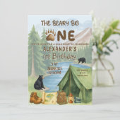 Invitation Hunting Camping Beary First Boy 1st Birthday (Debout devant)