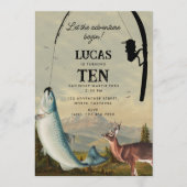 Invitation Hunting Fishing Adventure Begins Kids Birthday (Devant)