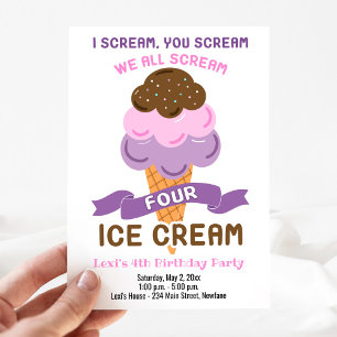 Invitation Hurlant Fille de Glace Quatre 4ème Anniversaire