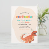 Invitation Hurle comme un dinosaure Aquarelle Trex 3e anniver (Debout devant)