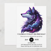 Invitation Hurlement Céleste Loup Anniversaire (Devant / Derrière)
