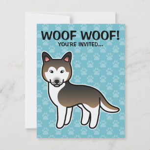 Invitation Husky Sibérien couleur sable dessin animé
