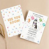 Invitation Husky Sibir Chien Pawty Chiot rose Anniversaire