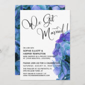 Invitation Hydrangea Aquarelle Bleu Violet On S'est Mariés (Devant / Derrière)