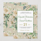 Invitation Hydrangea Aquarelle Classique Rose Bouquet Crème (Devant / Derrière)
