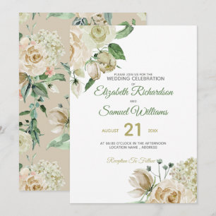Invitation Hydrangea Aquarelle Classique Rose Bud Crème