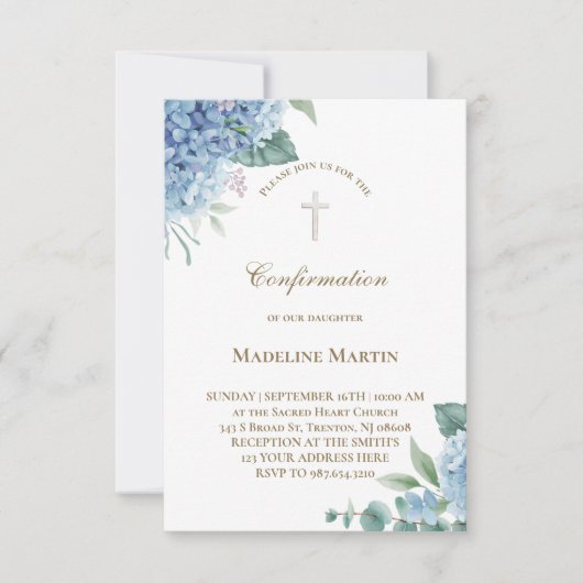 Invitation Hydrangea aquarelle | Confirmations (Devant)