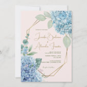 Invitation Hydrangea Aquarelle rose pâle rose bleu Mariage (Devant)