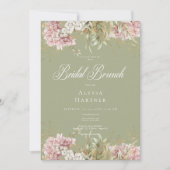 Invitation Hydrangea Blanc Rustique et Rose, Brunch de Mariag (Devant)