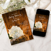 Invitation Hydrangea blanche et Baby shower champêtre en bois