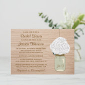 Invitation Hydrangea blanche et la Fête des mariées Mason Jar (Debout devant)