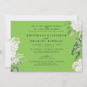 Invitation Hydrangea Blanche Mariage des Deux Parents Vert Li (Devant)