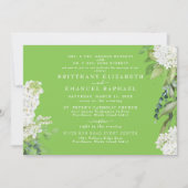 Invitation Hydrangea Blanche Vert Citron Deux Parents Mariage (Devant)