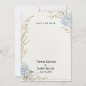 Invitation Hydrangea Bleu Aquarelle & Blé Enregistrer (Dos)