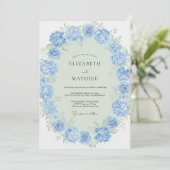 Invitation Hydrangea Bleu Barbeau Mariage de Printemps (Debout devant)