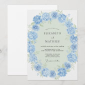 Invitation Hydrangea Bleu Barbeau Mariage de Printemps (Devant / Derrière)