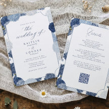 Hydrangea Bleu & Blanc Mariage Vintage Tout en Un