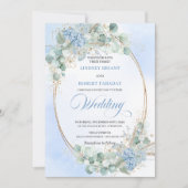 Invitation Hydrangea Bleu Botanique Blé Élégant Mariage (Devant)