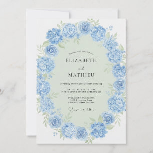 Invitation Hydrangea Bleu de Bleuet Mariage de Printemps