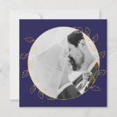 Invitation Hydrangea Bleu Doré 1er Anniversaire de Mariage Ph (Dos)