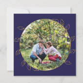 Invitation Hydrangea Bleu Doré Photo Anniversaire de Mariage (Dos)