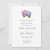 Invitation Hydrangea Bleu et Rose Grand-millennial Double (Devant)